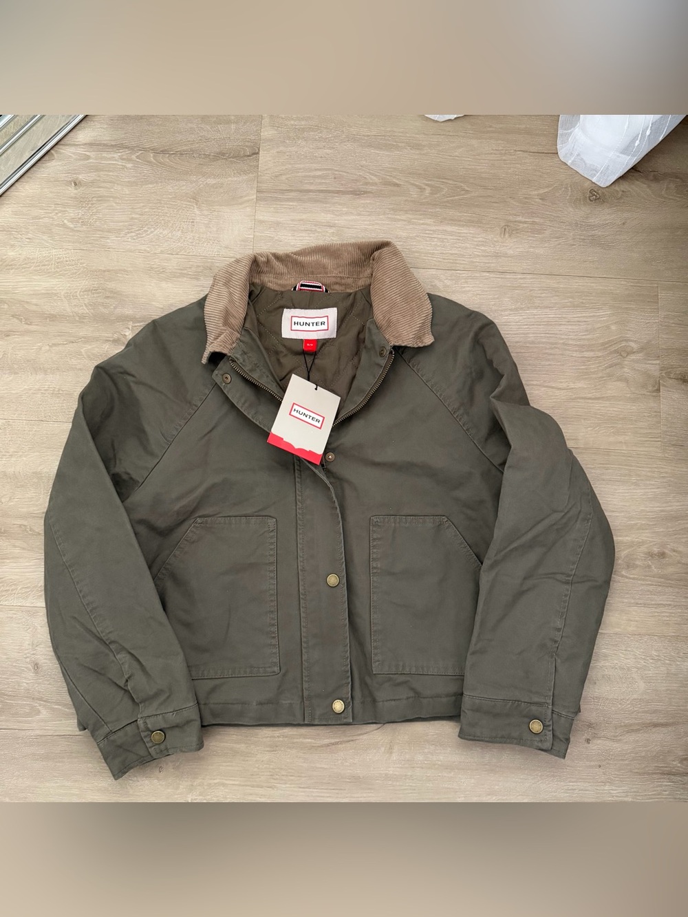 Hunter Corduroy Collar Raglan Sleeve Cotton Barn Jacket